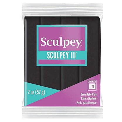 Sculpey III: Polymer Clay: Black - 2oz Pack - Oven Bake Clay, Non-Toxic, Sculpting, Create Jewelry-Decor-Craft Projects, Art Supplies, Adults-Kids - color: Black