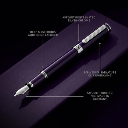 Scriveiner Luxury Fountain Pen - Aubergine, Schmidt Gilded Nib (Fine), Converter, Best Pen Gift Set for Men & Women, Professional, Executive, Office, Nice Pens - color: 9. Aubergine, style: Fine Nib