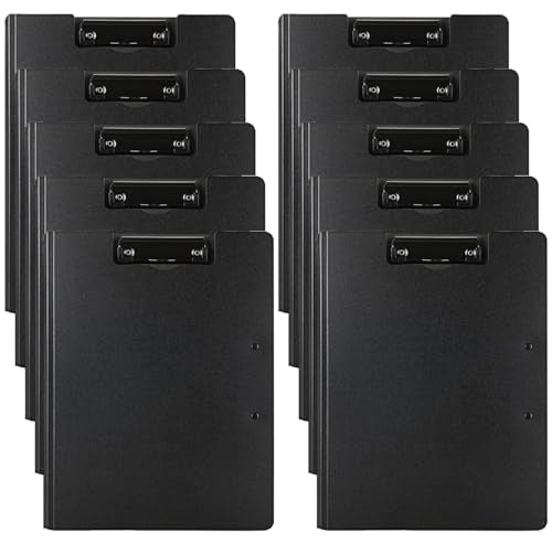 10 Pack Foldable Clipboards, A4 Clipboard Folder, Office Clipboard Folder with Double Clips Metal Clip, Storage Clipboards for Office, School or Medical Field(Black) - style: 10Pack- Black