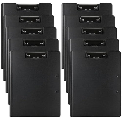 10 Pack Foldable Clipboards, A4 Clipboard Folder, Office Clipboard Folder with Double Clips Metal Clip, Storage Clipboards for Office, School or Medical Field(Black) - style: 10Pack- Black