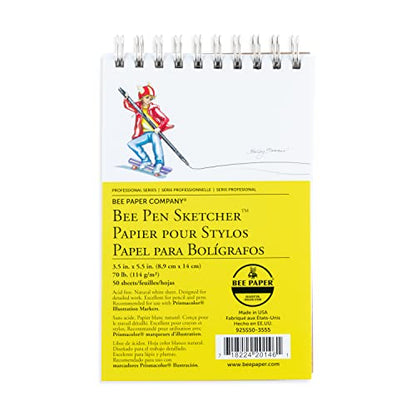Bee Paper Company Pen Sketchers Pad, 3.5 by 5.5-Inch - size: 3-1/2-inch x 5-1/2-inch, 50 Sheet Wire Bound Pad