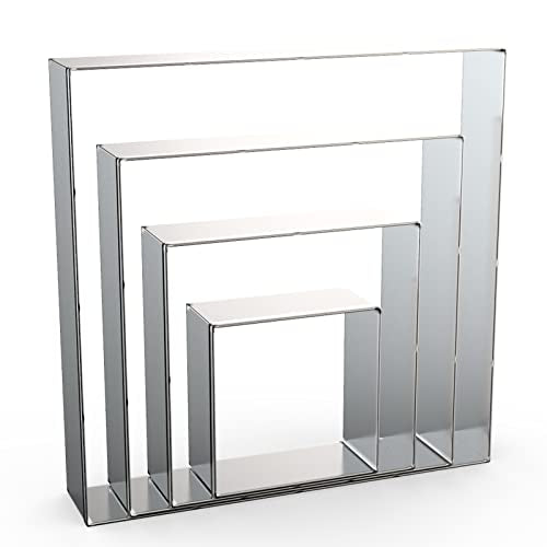 Square Cookie Cutter Set Large - 5 Inch, 4 Inch, 3 Inch, 2 Inch - Geometric Frame Plaque Cookie Cutters Shapes Biscuit Molds - Stainless Steel - color: Square