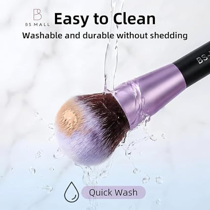 BS-MALL Makeup Brushes Premium Synthetic Foundation Powder Concealers Eye Shadows 14 Pcs Purple for Makeup Beginner or Professional with Travel Case - color: Purple
