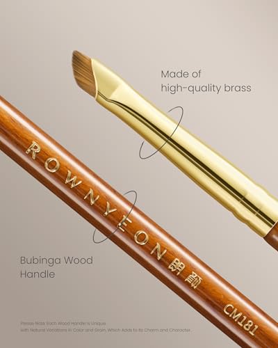 Desert Oak Series Wing Liner Duo Brush Set - CM 180 Bold Angled Eyeliner & CM 181 Precision Detail Brush for Gel/Liquid/Powder, Bubinga Handle & Brass Ferrule - color: CM-0180+CM-0181, size: 2 Piece