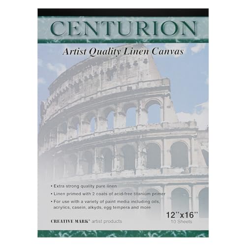Centurion Acrylic Primed White Linen Canvas Sheet Pad, 12" x 16" 11oz Weight, Tape-Bound for Acrylics, Alkyds, Water-Mixable Oils - size: 12" x 16"
