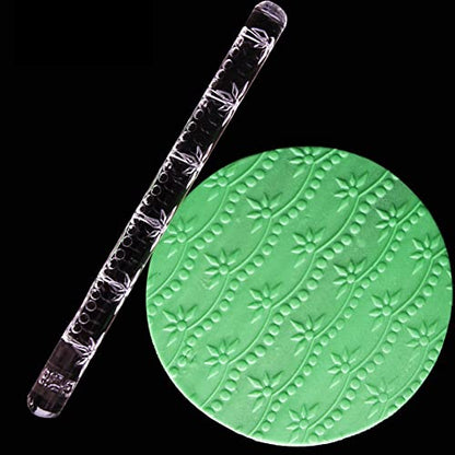 Rengue Acrylic Rolling Pin with 28 Patterns, Compliant Material, Comfortable Grip, 16 X 1 Cm, Lightweight for Dough and Pastry Acrylic Rolling Pin with 28 Patterns, Nan Kitchen (#7) - size: 51020 printing