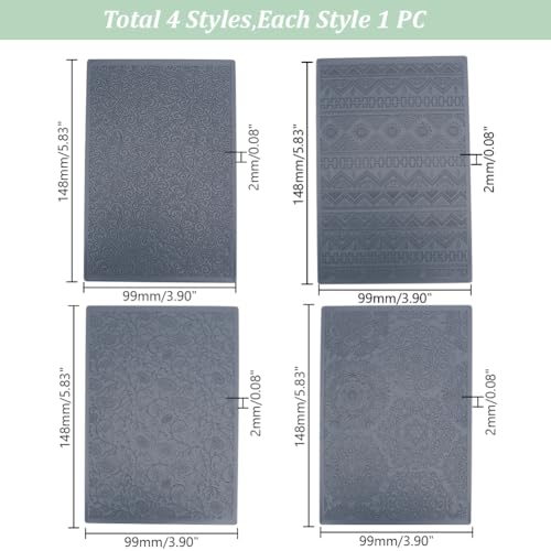 HOBBIESAY 4pcs Polymer Clay Texture Sheets Set Texture Sheets Polymer Clay Works with Polymer Clay Cutter Effect as Polymer Clay Texture Roller Leaves and Flowers for DIY Clay Making