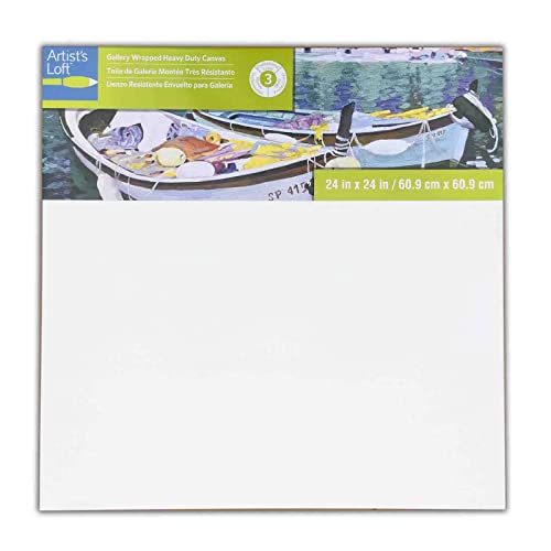 Artist's Loft 24" x 24" Level 3 Gallery Wrapped Heavy Duty Canvas - Archival, Acid Free Cotton Canvas for Acrylic and Oil Paint - Bulk 6 Pack - size: 24 x 24