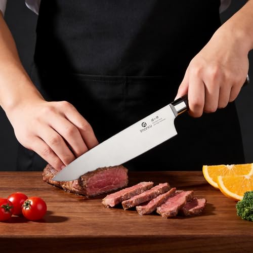 imarku Knife Set, 3 Piece Japanese High Carbon Stainless Steel | Razor Sharp 8 inch Chef Knife, 10 inch Bread Knife and 6 inch Boning Knife for Meat, Bread, Vegetables and Kitchen Prep - color: Pakkawood Brown