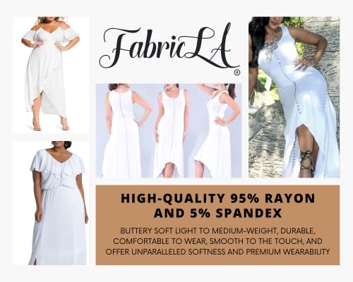 FabricLA Rayon Jersey Spandex - 4 Way Stretch Fabric Rayon Spandex - 58/60" Inches (150 cm) Wide - Rayon Spandex Fabric by Yard - Weight: 240gsm - White Rayon Fabric by The Yard, 2 Continuous Yard - color: White, size: 2 Yard Pre Cut