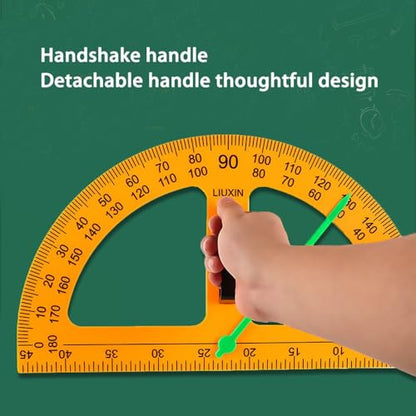Magnetic Geometry Tool, Protractor, Triangle Rulers Easy Attachment Blackboard Measurement Kit, Teacher Board Protractor Multi-Purpose Kit Large Teaching Aids (Three-Piece Set) - style: Three-piece set