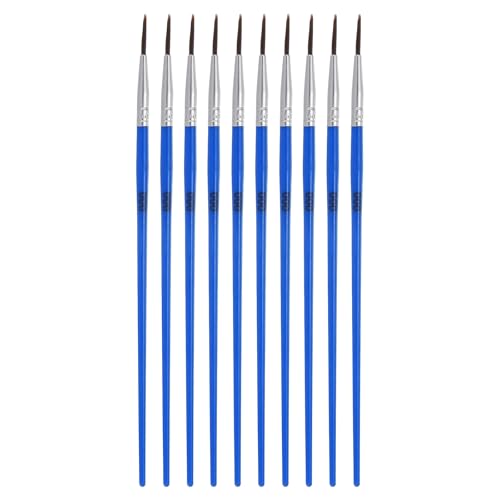 MECCANIXITY 10Pcs Fine Pointed Miniature Paint Brushes, Small Detail Paint Brush for Acrylic Watercolor Oil Model Painting Crafts Rock Painting and DIY Art(Blue #000) - color: Blue, size: #000