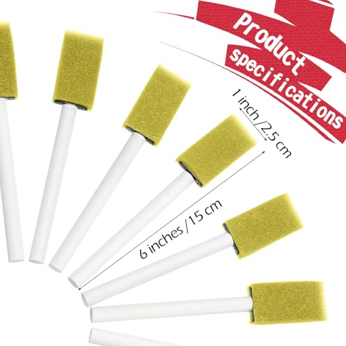 Leinuosen 200 Pcs Yellow Foam Brush Bulk Sponge Paint Brush with Handle 1inch Wood Grip Foam Art Paintbrushes for Paint Crafts Art Acrylics Stains - size: Yellow
