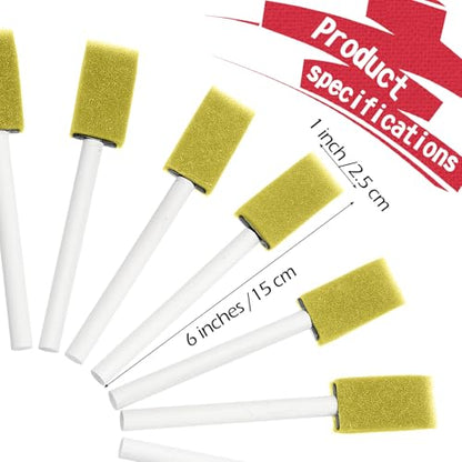 Leinuosen 200 Pcs Yellow Foam Brush Bulk Sponge Paint Brush with Handle 1inch Wood Grip Foam Art Paintbrushes for Paint Crafts Art Acrylics Stains - size: Yellow