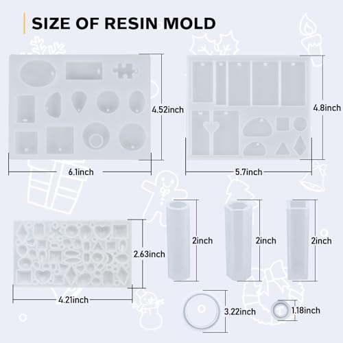 IGaiety Resin Jewelry Making Kit 240 Pcs Silicone Epoxy Resin Mold Keychain Starter Kit Bundle with Epoxy Molds and Pigments Tools for Beginners Adults Jewelry Earring Making - size: XX-Jewelry Mold