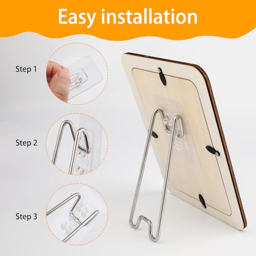 5 Pcs Picture Frame Stand with Self Adhesive Backing,Adjustable Metal Picture Holder Easel for 5.9-10.2 Inch Photo Frames,Tabletop Frame Support Stand for Pictures,Artwork Display,Silver,5.12"×2.12" - size: 5PCS Silver 5.12×2.12 Inch