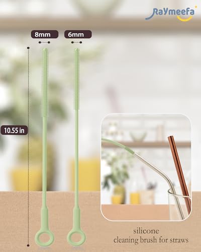 Straw Cleaner Brush Set - Raymeefa Scratch-Free Detail Cleaning for Reusable Straws & Tumblers (Avocado Green) - color: Avocado Green
