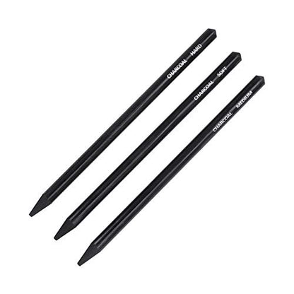 3pcs Woodless Sketch Charcoal Pencils Set - Professional Soft Medium Hard Graphite Charcoal Pencils for Drawing Sketching Shading Art Supplies for Artists Beginners - color: 3pcs #2