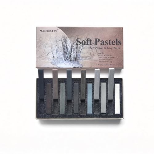 12-Pack Gray Tone Soft Pastel Sticks - Square Water-Soluble Artist Chalks with High Pigment for Sketching, Drawing & Illustration (Perfect for Artists, Beginners & Hobbyists) (Grey) - color: Grey