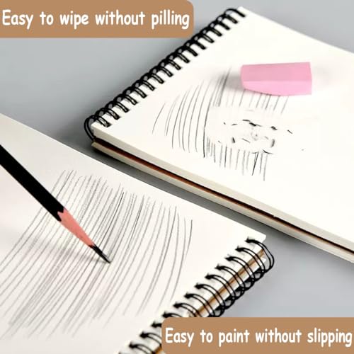 2 Pack Sketch Book, A4 A5 Spiral Bound Sketch Pad 160GSM Sketchbook, Acid Free Art Sketchbook Artistic Drawing Painting Writing Paper for Kids Adults Beginners Artists(2PC-A4A5) - color: 2PC-A4A5