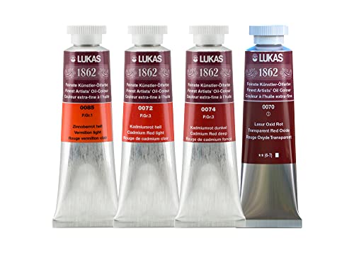 Lukas Studio Artist Oil Color Paints - High-pigment oil paint made with natural binder for artist, painting, & more! - [Reds - 37 mL] - color: Reds, size: 1.3 Fl Oz (Pack of 1)