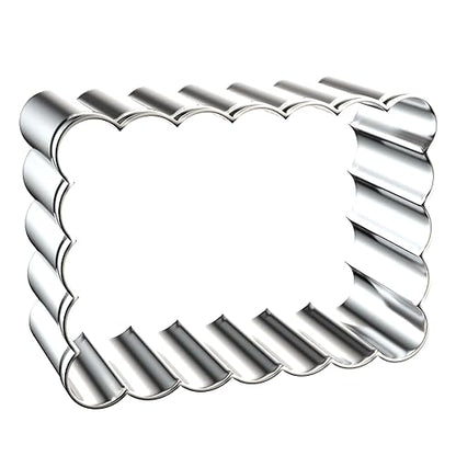 Rectangle Cookie Cutter Set with Scalloped Edge Assorted Sizes - 5 Inch, 4 Inch, 3 Inch, 2 Inch - Fluted Edge Plaque Frame Rectangluar Cookie Cutters Shapes Fondant Molds - Stainless Steel - style: Rectangle