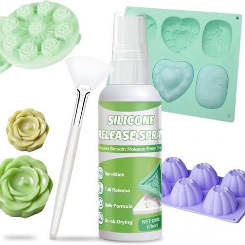 Silicone Molds Release Spray, Molds Release Spray, Quick-Dry Formula for Easy Candle & Epoxy Resin Demolding | Non-Toxic, High Silicone Oil Content | Ideal for Crafters, DIYers & Artists, 120ML
