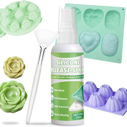 Silicone Molds Release Spray, Molds Release Spray, Quick-Dry Formula for Easy Candle & Epoxy Resin Demolding | Non-Toxic, High Silicone Oil Content | Ideal for Crafters, DIYers & Artists, 120ML