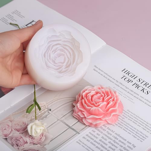 2PCS Peony Rose Flower Candle Molds Silicone for Candle Soap Resin Clay Making Kit