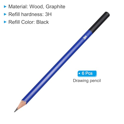 PATIKIL 3H Drawing Pencils for Sketching, 6PCS Sketch Pencils for Drawing Art Pencils Graphite Wood Pre-sharpened for Drawing Sketching Artists, 3H Pencils - size: 1 Count (Pack of 1), style: 3H
