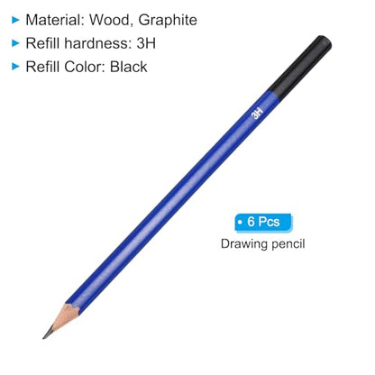 PATIKIL 3H Drawing Pencils for Sketching, 6PCS Sketch Pencils for Drawing Art Pencils Graphite Wood Pre-sharpened for Drawing Sketching Artists, 3H Pencils - size: 1 Count (Pack of 1), style: 3H