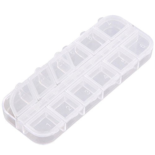 6 Pieces Nail Art Tool Jewelry Storage Box, 12 Compartments Plastic Rhinestone Organizer Container Case, Display Containers