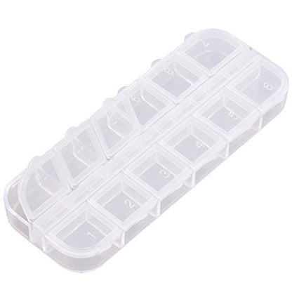 6 Pieces Nail Art Tool Jewelry Storage Box, 12 Compartments Plastic Rhinestone Organizer Container Case, Display Containers
