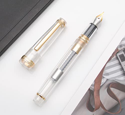 JINHAO 82 Fountain Pen with Gold Clip (F Nib 0.5mm, Transparent) - color: Transparent