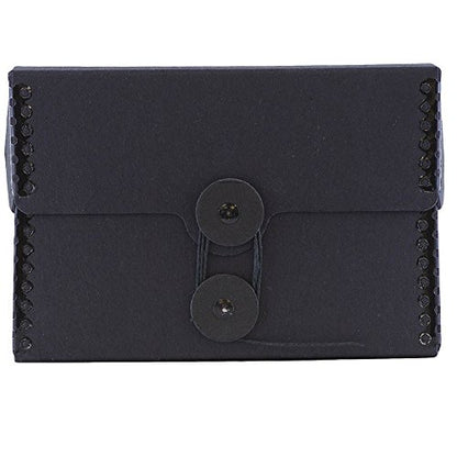JAM PAPER Kraft Portfolio with Button and String Tie Closure - Small Wide - 4 1/4 x 6 1/4 x 2 - Black Recycled - Sold Individually - color: Black Recycled, size: Small Wide (4 1/4" x 6 1/4" x 2")
