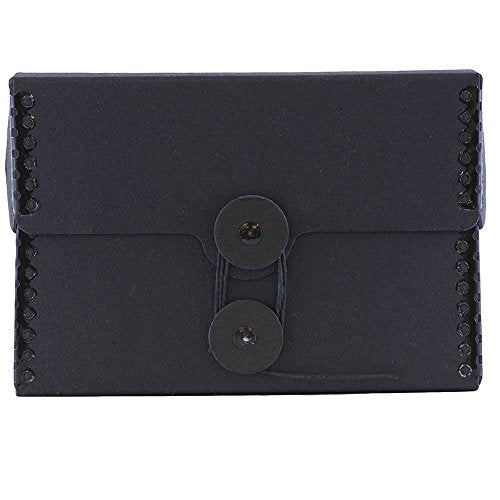JAM PAPER Kraft Portfolio with Button and String Tie Closure - Small Wide - 4 1/4 x 6 1/4 x 2 - Black Recycled - Sold Individually - color: Black Recycled, size: Small Wide (4 1/4" x 6 1/4" x 2")