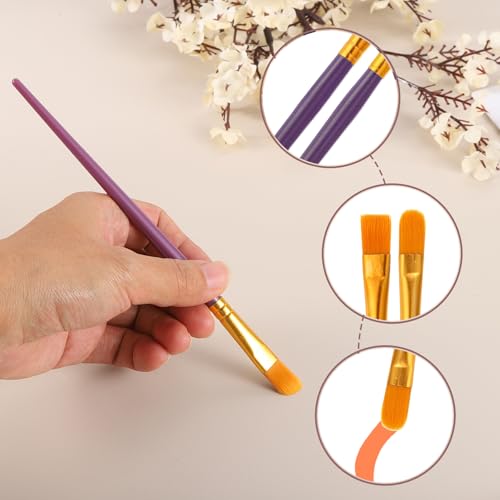 PATIKIL Paint Brushes Set, 100Pcs Acrylic Paint Brush Nylon Hair for Watercolor Oil Painting Miniature Detailing Rock Painting, Purple - color: Purple
