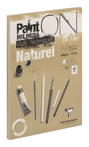 Clairefontaine Paint'On Multi-Technique Naturel Pad, 250 g, A4, 30 Sheets - color: Naturel, size: A4