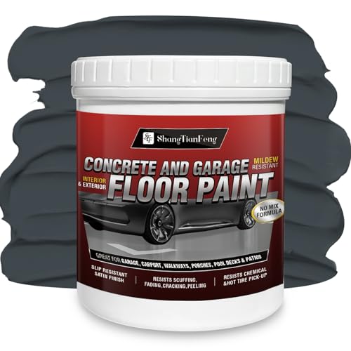 5 Gallon Professional Floor Paint (Slate Gray,800-1000 sq.ft) - Acrylic Concrete Coating for Garages & Basements | Single Component Formula | Scratch Resistant & Low VOC | Non-toxic |Dirt-proof |Ready-to-Use - color: Slate Gray, size: 640 Fl Oz (Pack of 1