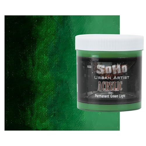 Soho Urban Artist Heavy Body Acrylic Paint - 500 ml Jar - Permanent Green - Thick, Rich Color, Excellent Coverage, Professional Quality - Artists Acrylic Paint - color: Permanent Green, size: 16.91 Fl Oz (Pack of 1)