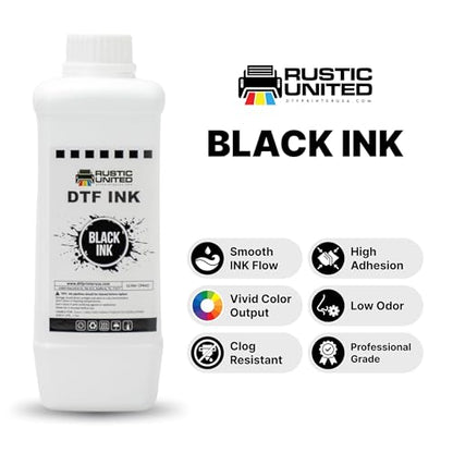 Premium DTF Ink, 1LT/ 34oz Heat Transfer Printing Direct to Film Refill for All DTF Printers Epson ET-8550, L1800, L800, R2400, P400, P800, XP15000, R1390, I3200 (Black) - color: Black, size: 1000ml