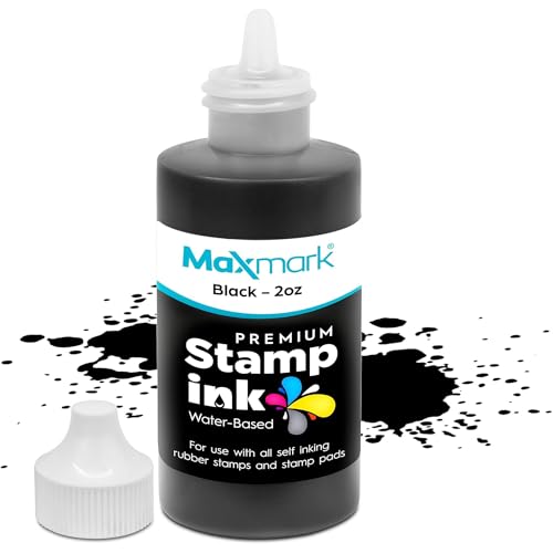 MaxMark Premium Refill Ink with Control Tip Bottle for Self-Inking Stamps, Black Color - 2 oz. - color: Black, size: 2 fl oz