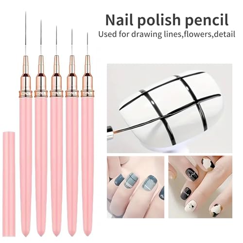10Pcs Pink Nail Liner Brush & Dual-Ended Dotting Pen Set - Professional Ultra-Fine Liner Brush for French Tip, Intricate Patterns, Dot Art & Gel Polish Manicure, Salon & DIY Manicure Tool Kit - color: Liner Brush & Dotting Pen