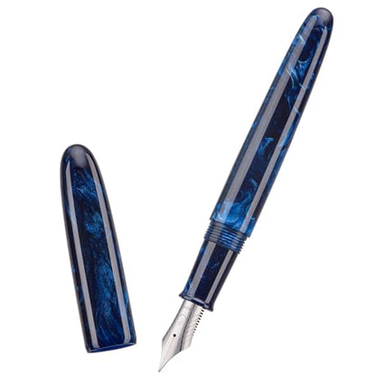 Asvine C80 Fountain Pen #8 Fine Nib Large Handcraft Pen with Converter Pen Case Collection Set (Galaxy Blue) - color: Galaxy Blue, style: Fine