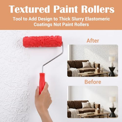 3 Pcs Texture Roller Set, 7'' Textured Paint Rollers, Pattern Rubber Rollers for Walls, Furniture & Floors, DIY Decorative Art Painting Tools
