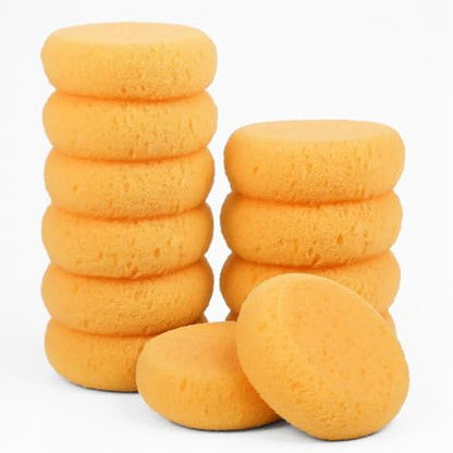 12 PCS Round Artist Craft Sponges Pottery Sponges for Clay | Painting Sponge Shoe Polish Sponge for Pottery, Watercolor, Ceramics, Face Painting, Household Cleaning and Leather Care