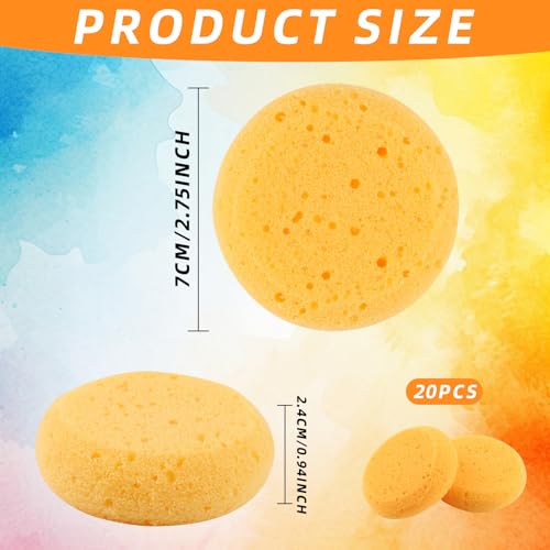 20 PCS Round Pottery Sponges for Clay & Painting- 2.8 Inch Durable Synthetic Sponges, Elasticity Ceramic Clay Sponge, Round Cleaning Water Absorption Soap Sponge for Crafts Household Use and More