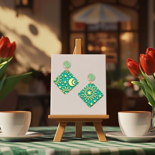CHGCRAFT Tarot Clay Texture Mat Modeling Pattern Pad Sun Moon Stars Texture Sheets for Polymer Clay Making Earrings Jewelry Tools, 3.9x2.6x0.1inch - style: Tarot pattern