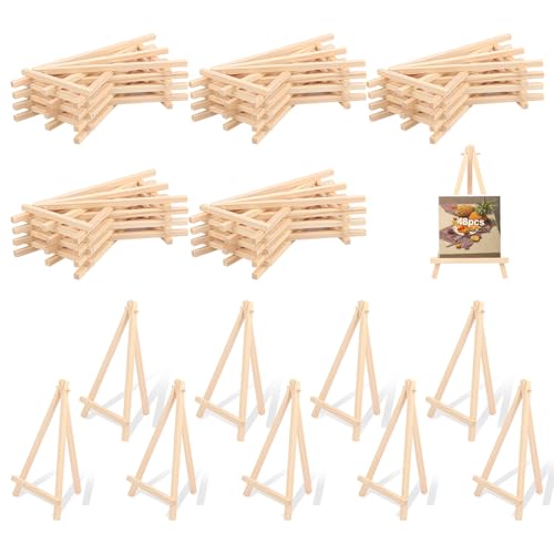 Yiksonyo 48 Pack 8 Inch Wooden Easel, Tabletop Wood Easels, Small Wooden Easel for Painting, Art, and Crafts - size: 48 Pack 8 Inch