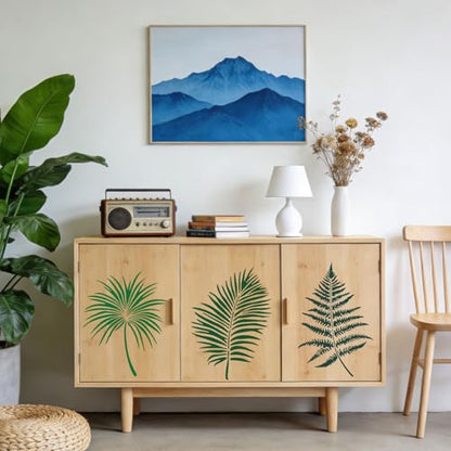 12 Pcs Large Tree Leaf Vine Stencils for Painting on Wood, Reusable Wood Burning Drawing Art Paint Stencil, Plant Tropical Leaves Templates for Home Wall Decor(Leaf) - style: Leaf